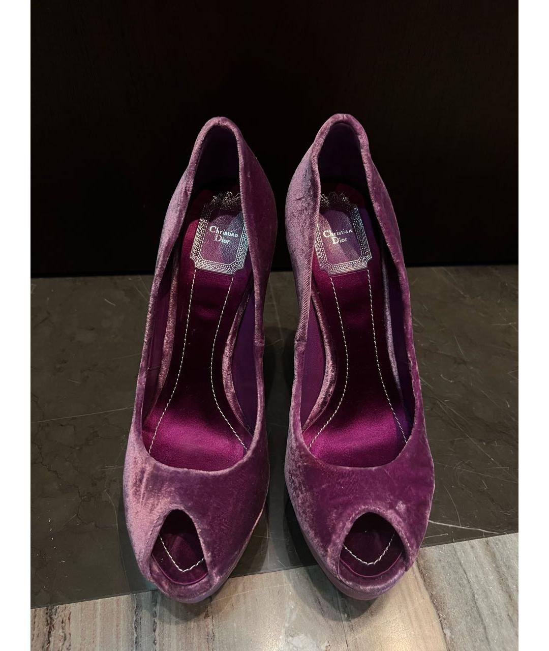 CHRISTIAN DIOR PRE-OWNED Фиолетовые бархатные туфли, фото 2