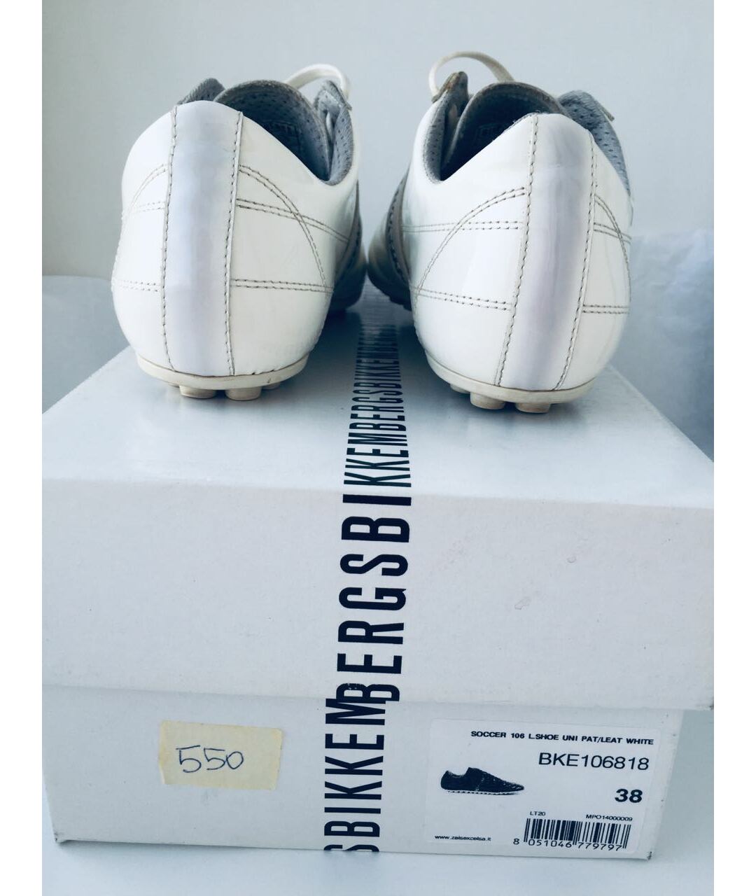 BIKKEMBERGS Белые кроссовки из лакированной кожи, фото 4
