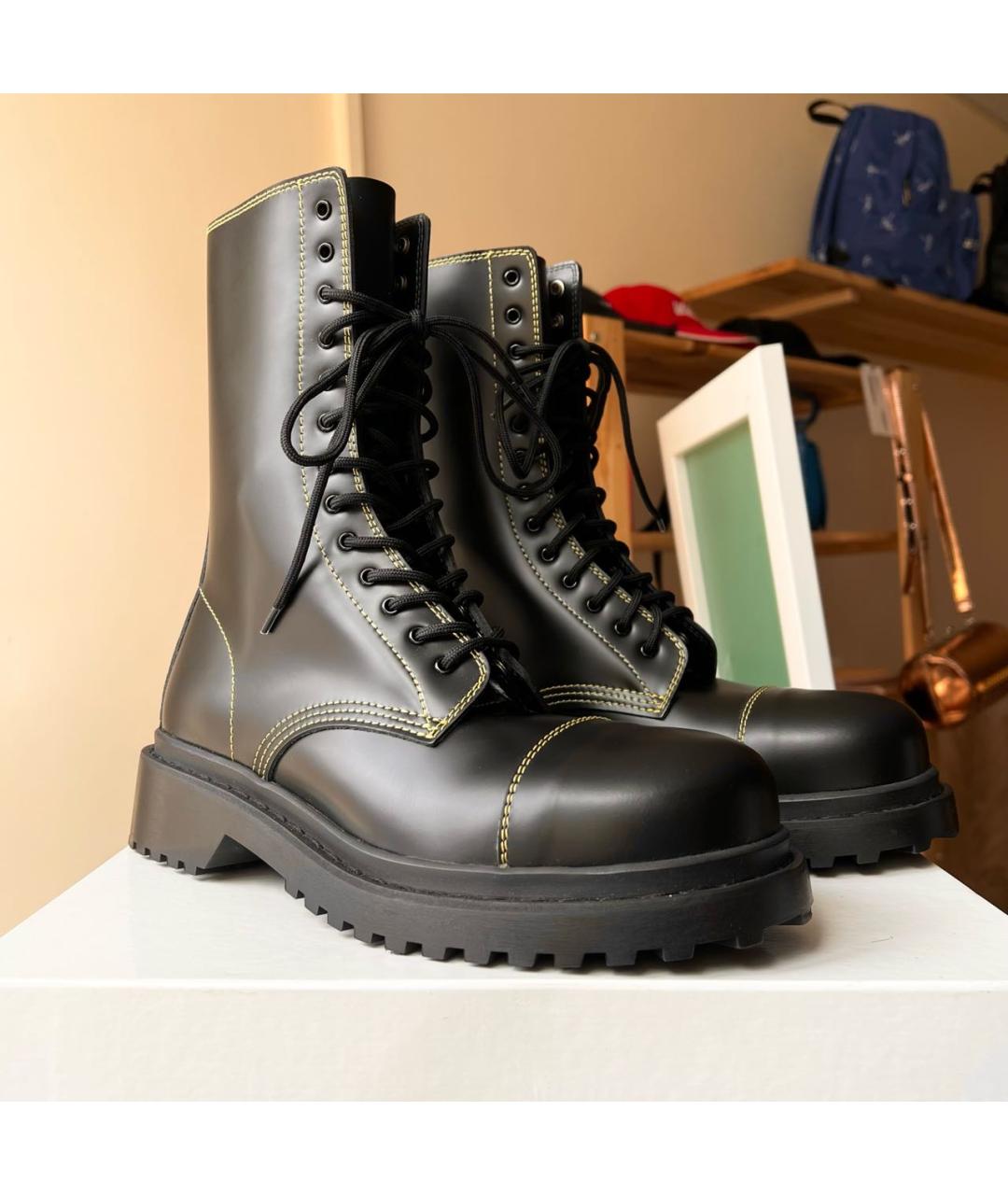BALENCIAGA Черные кожаные ботинки, фото 3