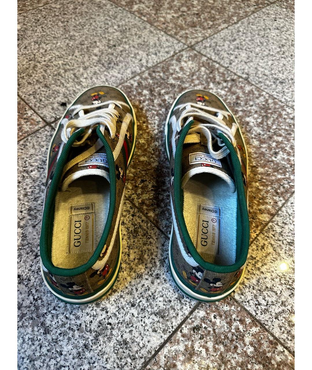 GUCCI Бежевые кожаные низкие кроссовки / кеды, фото 4