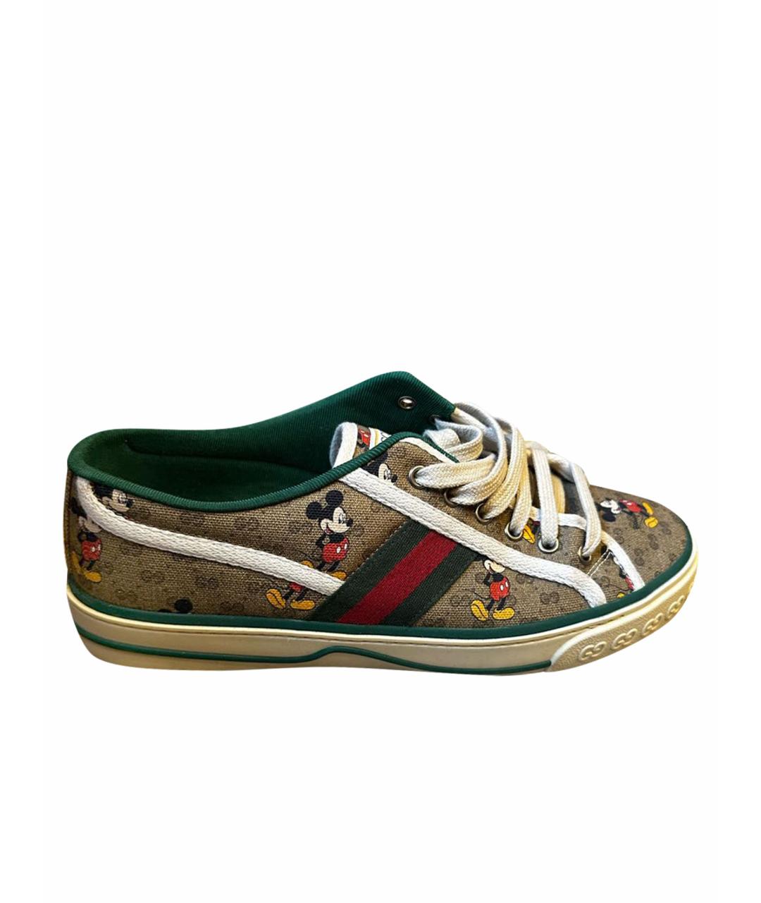 GUCCI Бежевые кожаные низкие кроссовки / кеды, фото 1
