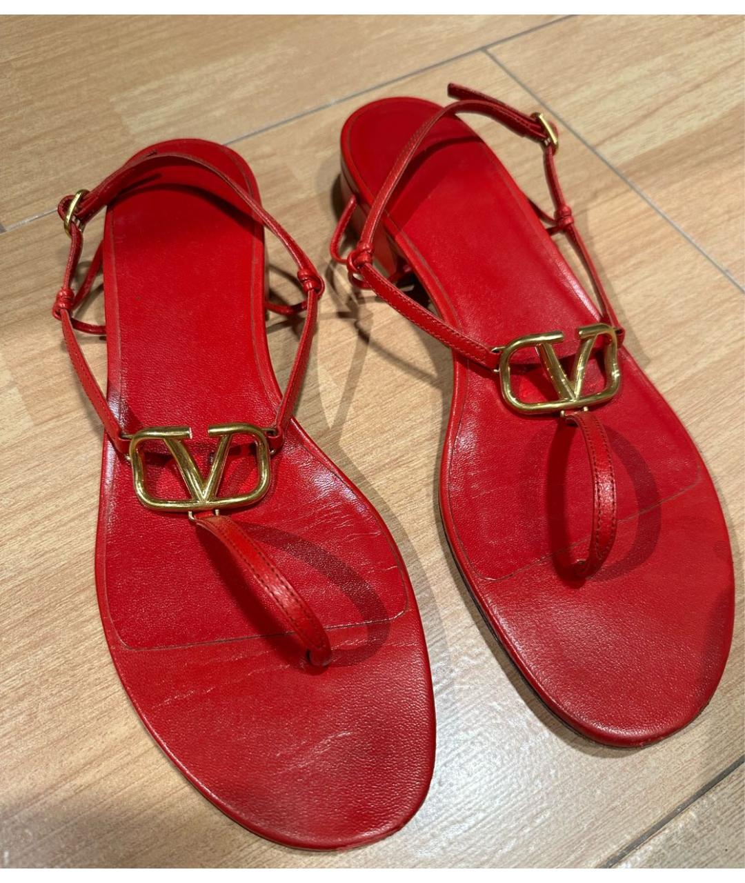 VALENTINO Красные кожаные босоножки, фото 9