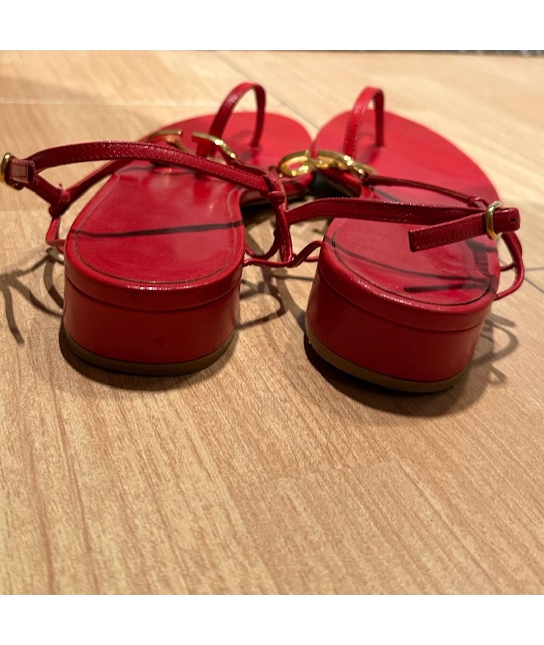 VALENTINO Красные кожаные босоножки, фото 4