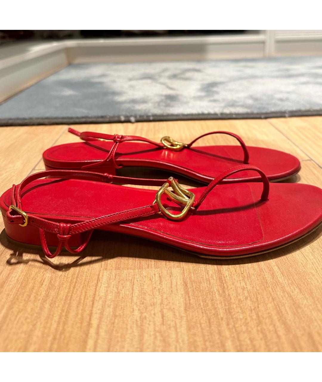 VALENTINO Красные кожаные босоножки, фото 6