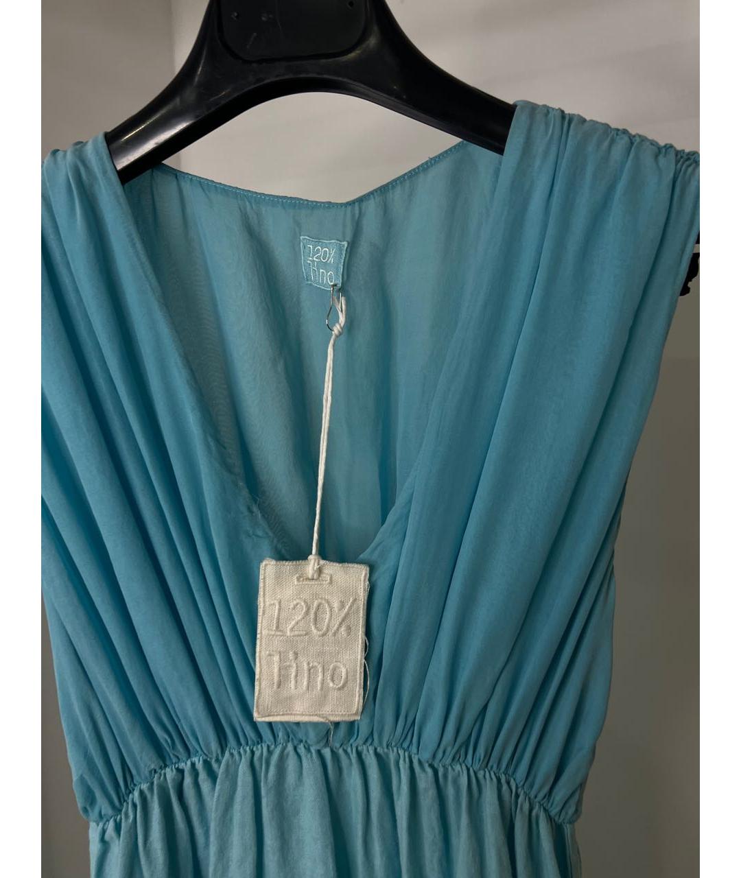 120%LINO Голубое льняное платье, фото 3