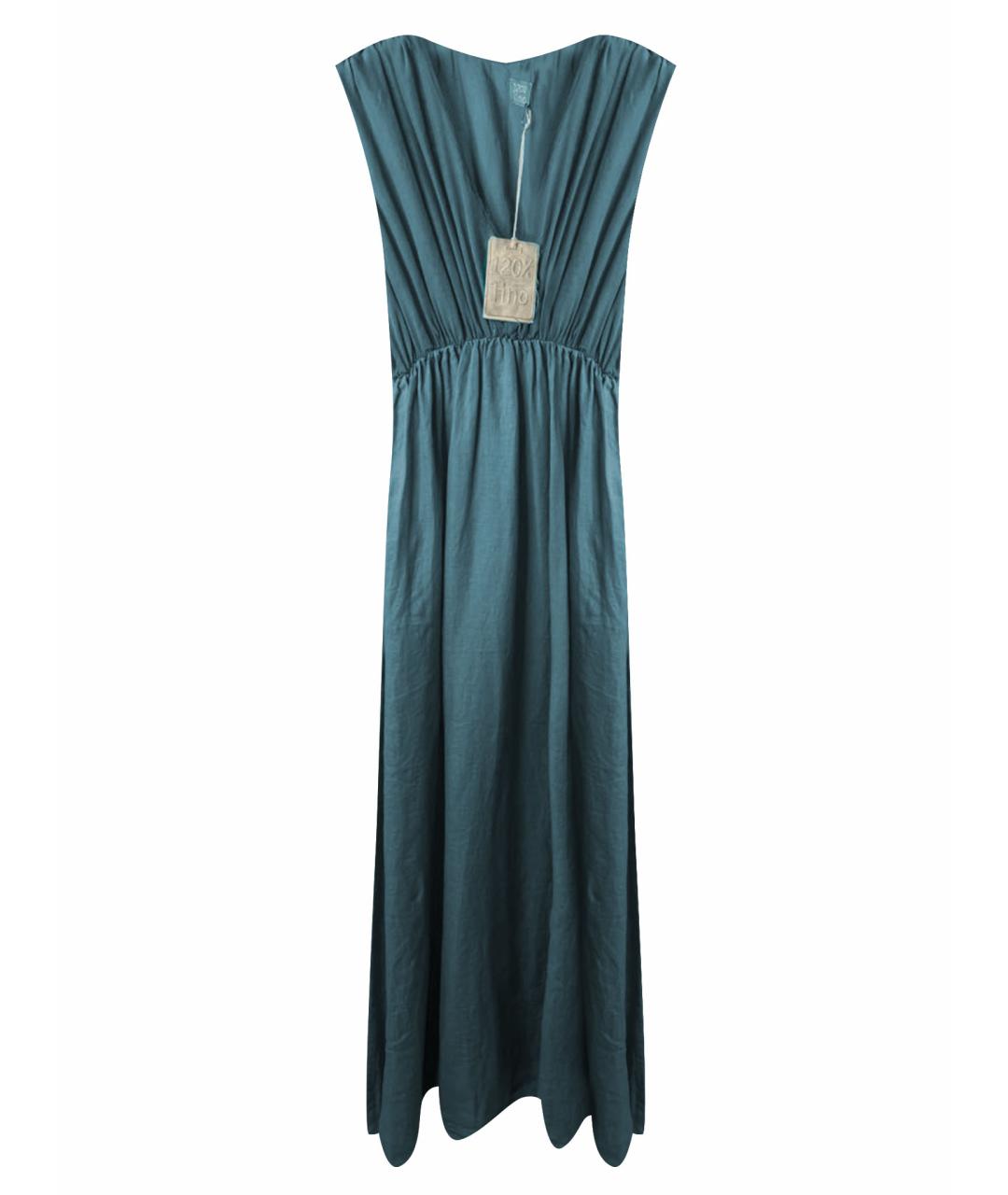 120%LINO Голубое льняное платье, фото 7