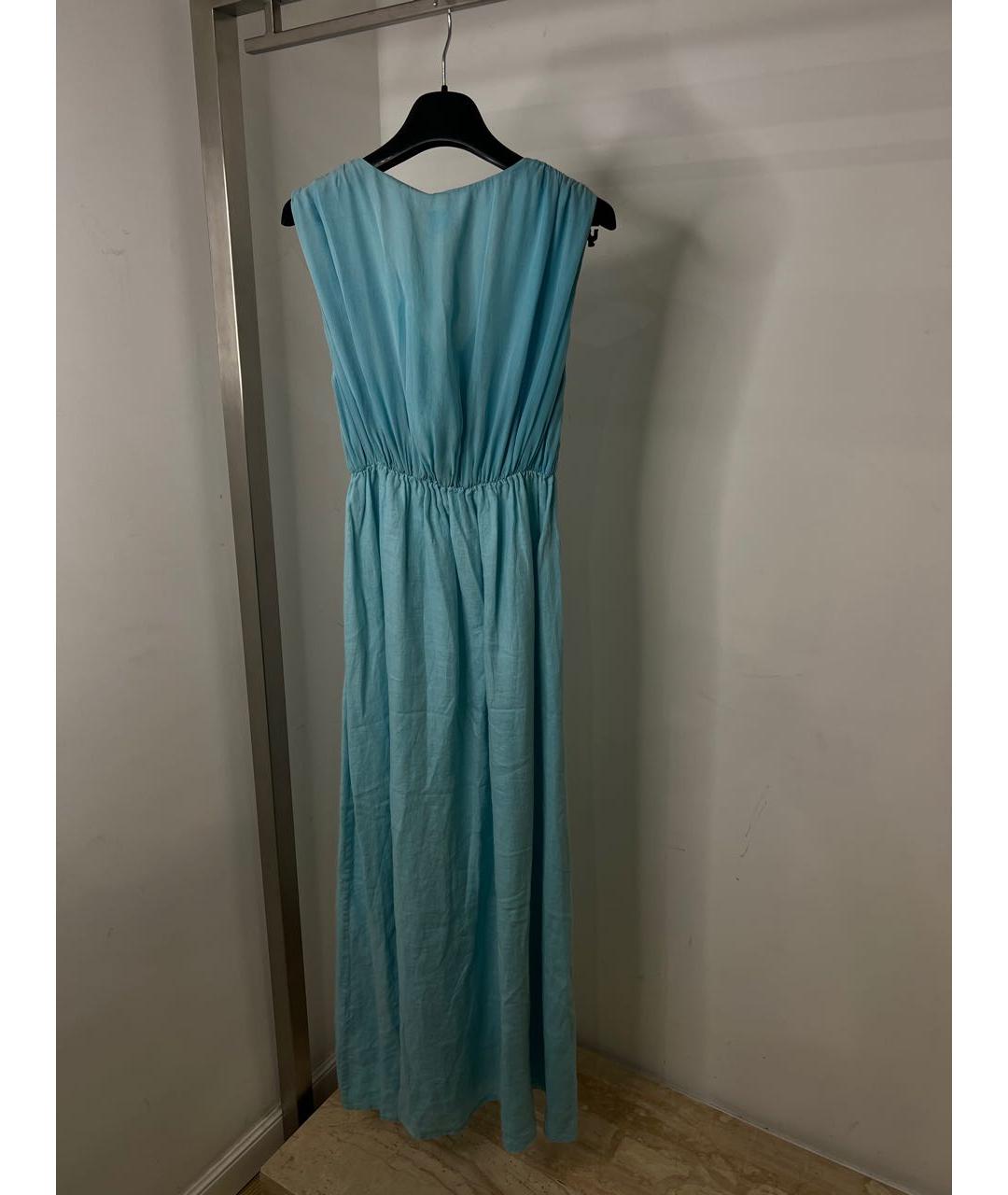 120%LINO Голубое льняное платье, фото 5