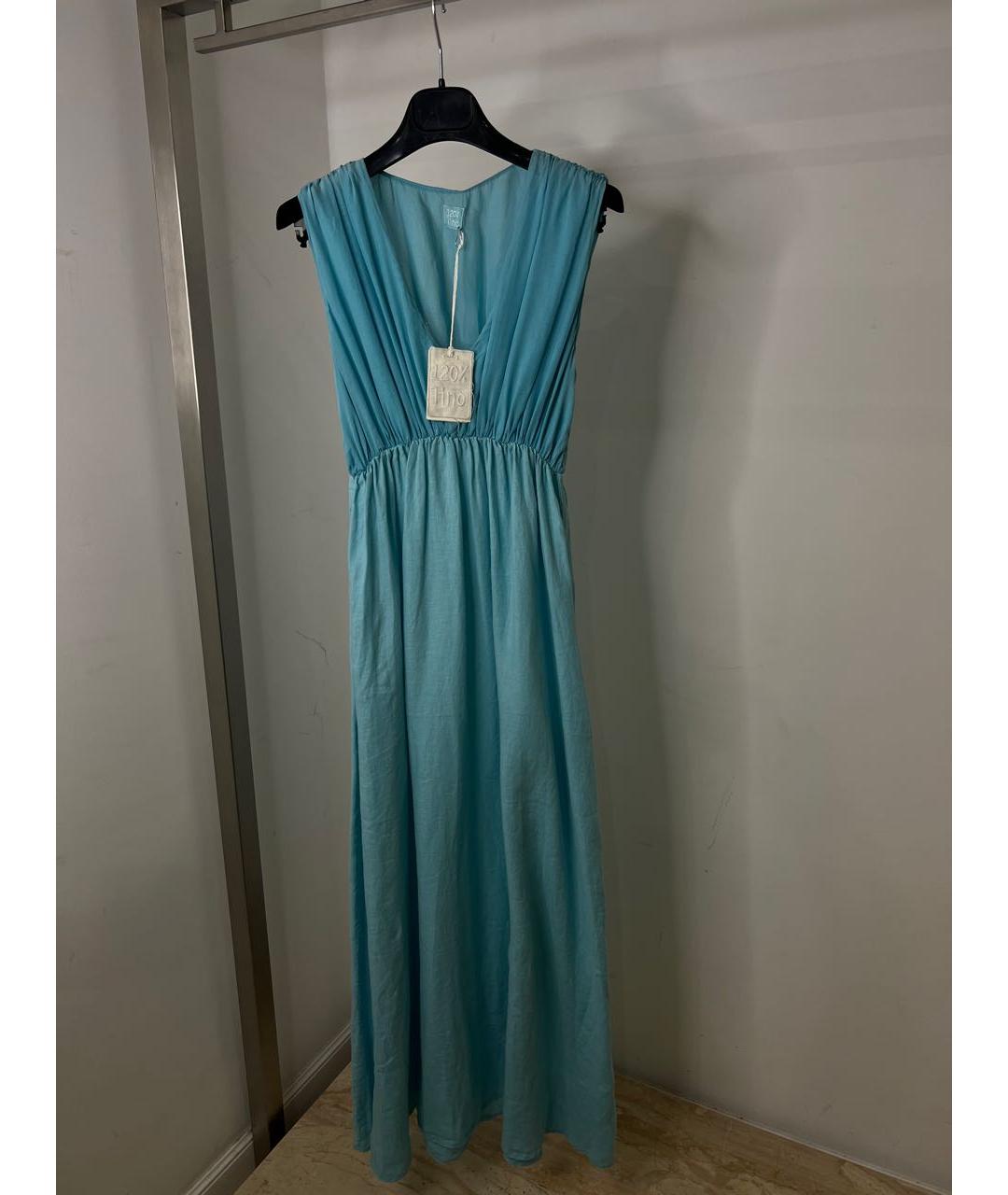 120%LINO Голубое льняное платье, фото 2