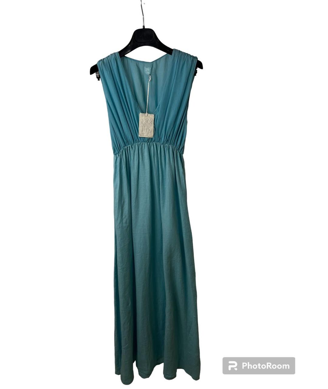 120%LINO Голубое льняное платье, фото 6