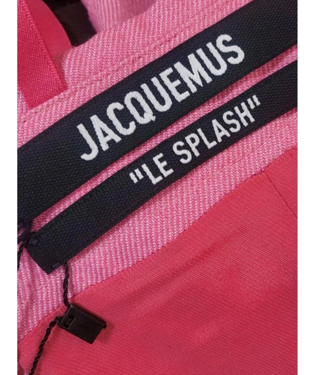 JACQUEMUS Розовое льняное коктейльное платье, фото 4