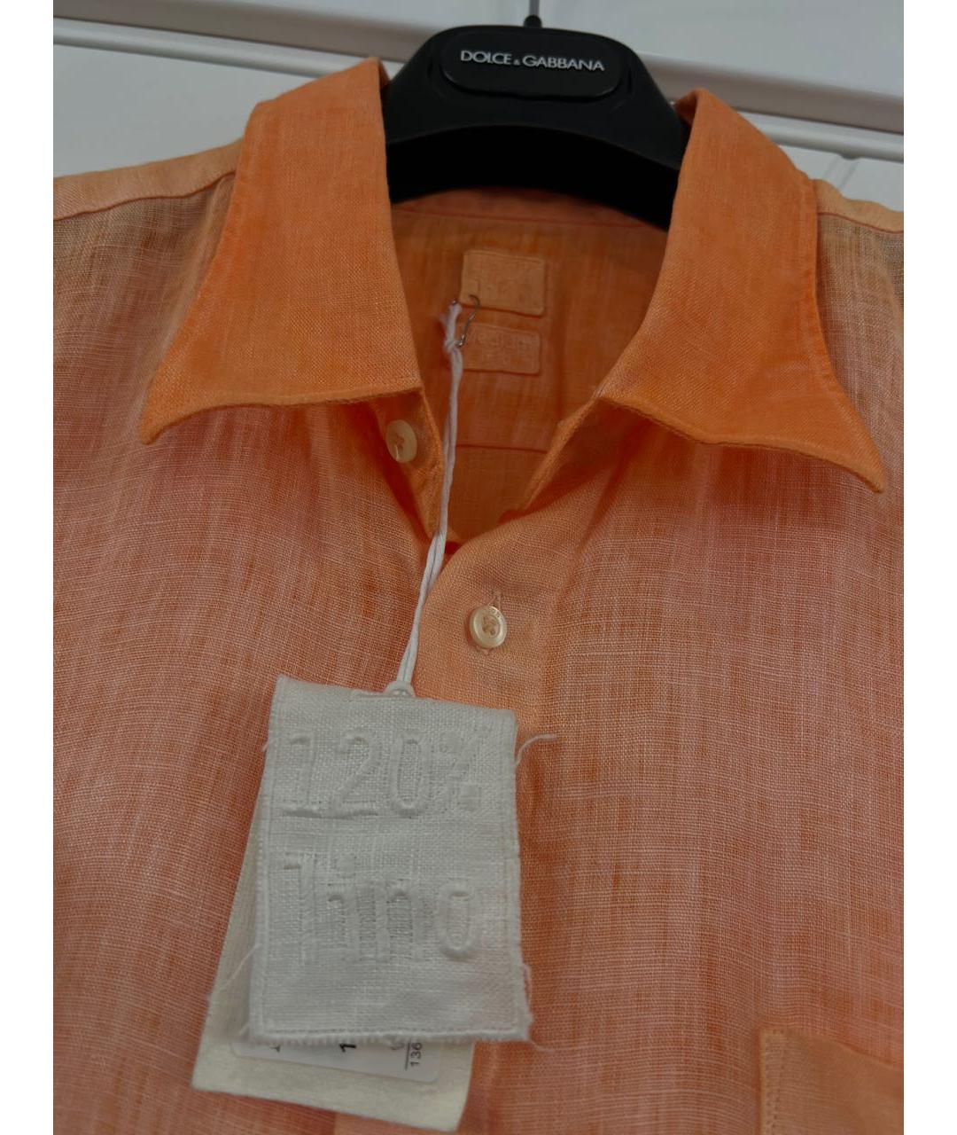 120%LINO Оранжевая льняная кэжуал рубашка, фото 2