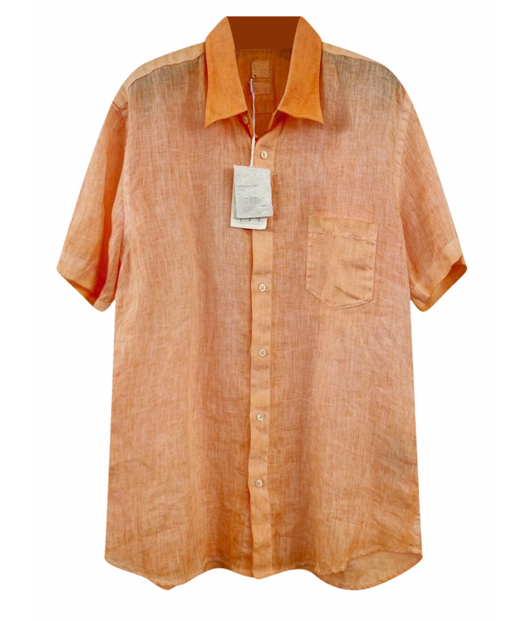 120%LINO Оранжевая льняная кэжуал рубашка, фото 1