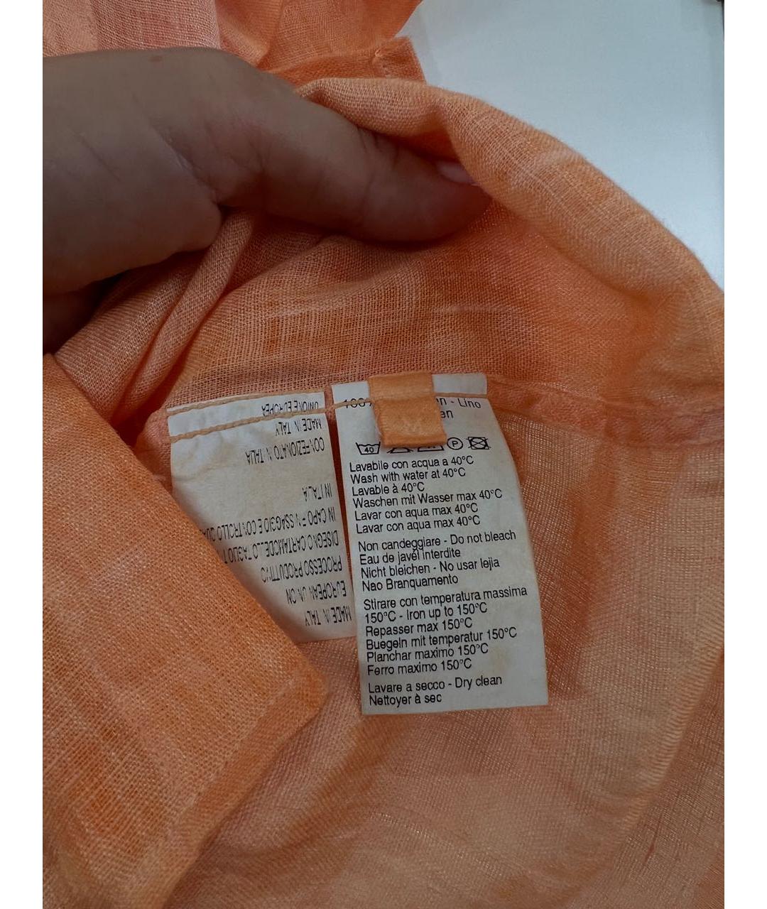 120%LINO Оранжевая льняная кэжуал рубашка, фото 3