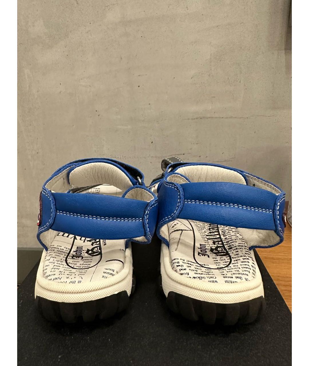 JOHN GALLIANO Синие кожаные сандалии и шлепанцы, фото 4