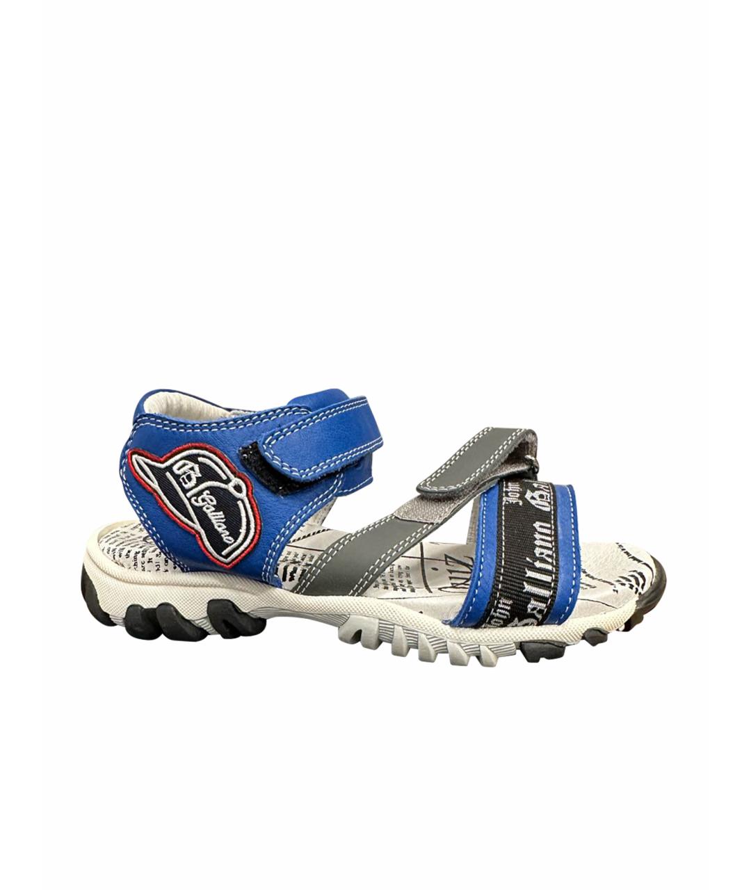 JOHN GALLIANO Синие кожаные сандалии и шлепанцы, фото 1