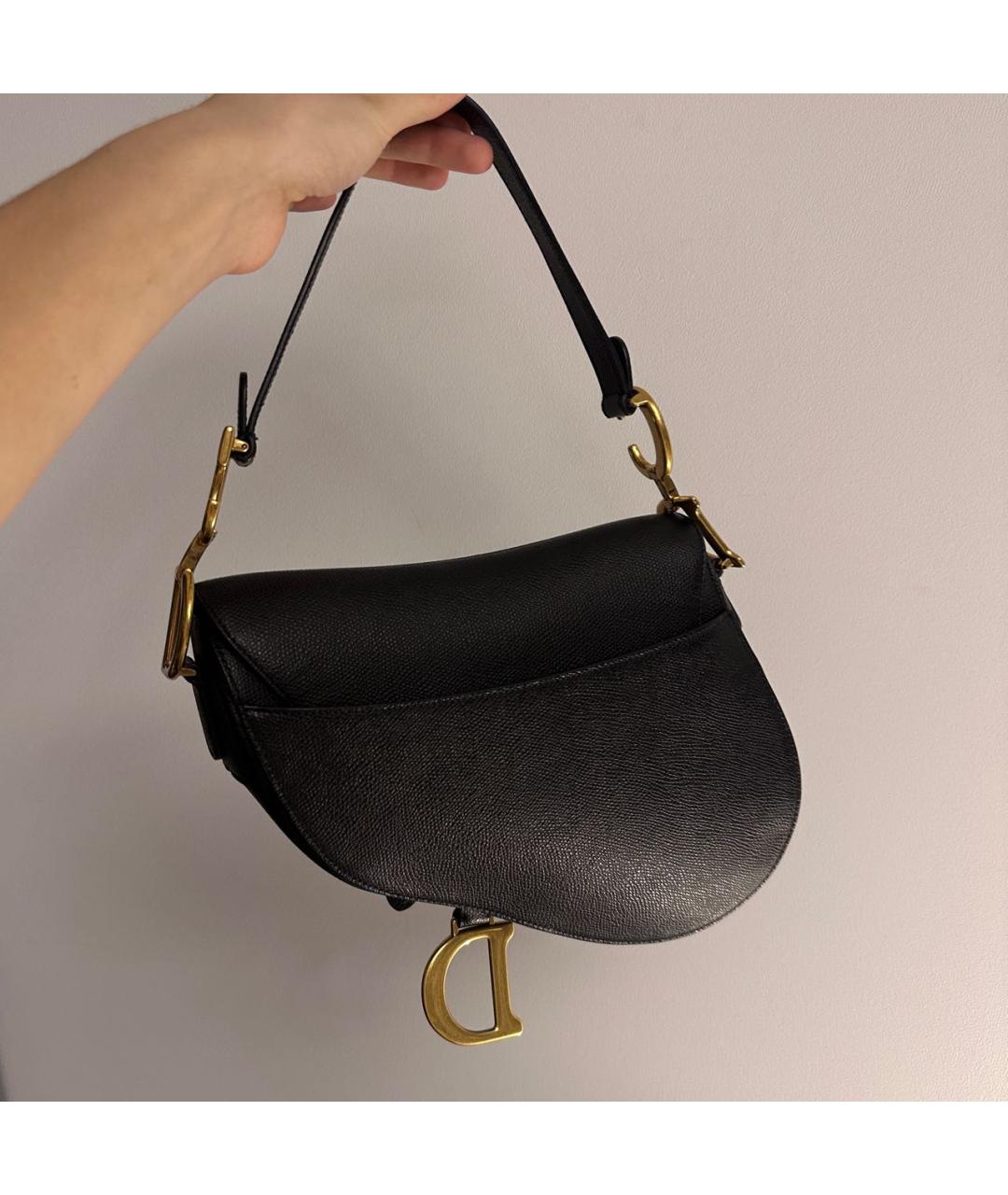 CHRISTIAN DIOR Черная кожаная сумка с короткими ручками, фото 3