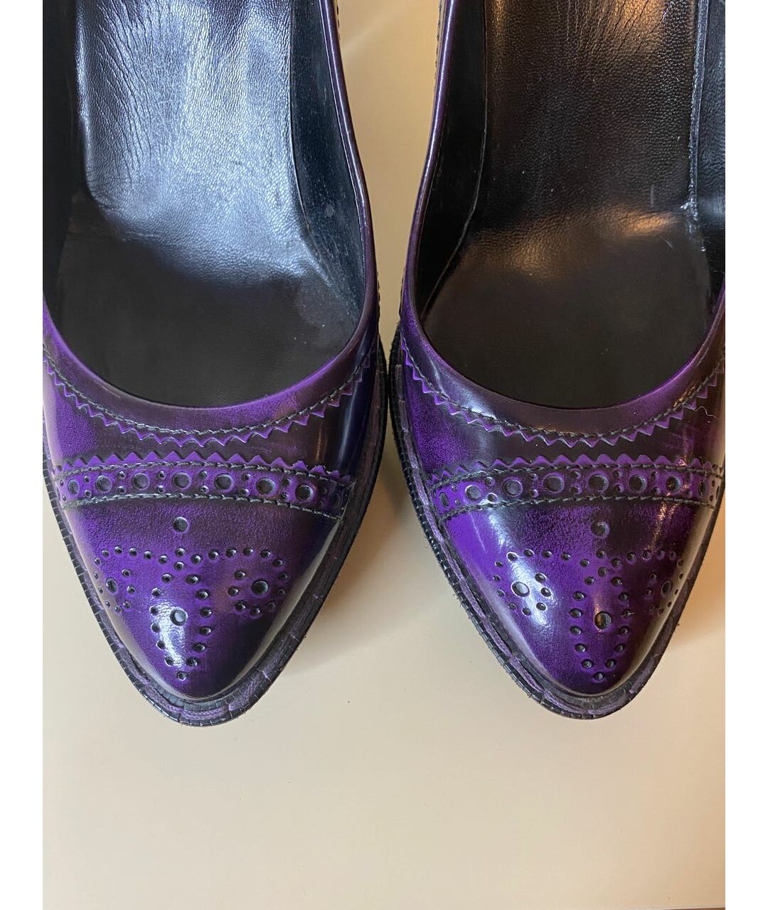GUCCI Фиолетовые кожаные туфли, фото 3