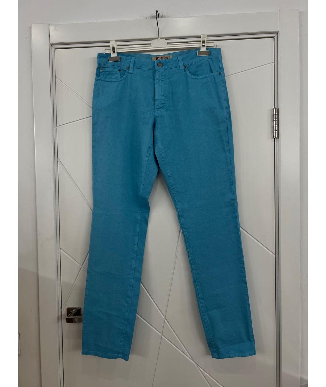 120%LINO Голубые льняные повседневные брюки, фото 2