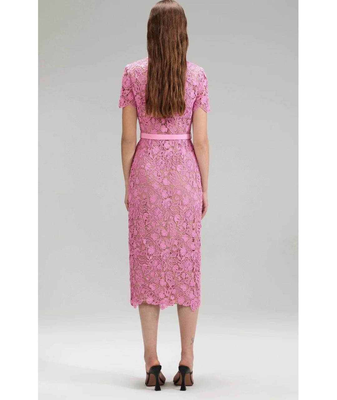 SELF-PORTRAIT Розовое кружевное коктейльное платье, фото 2