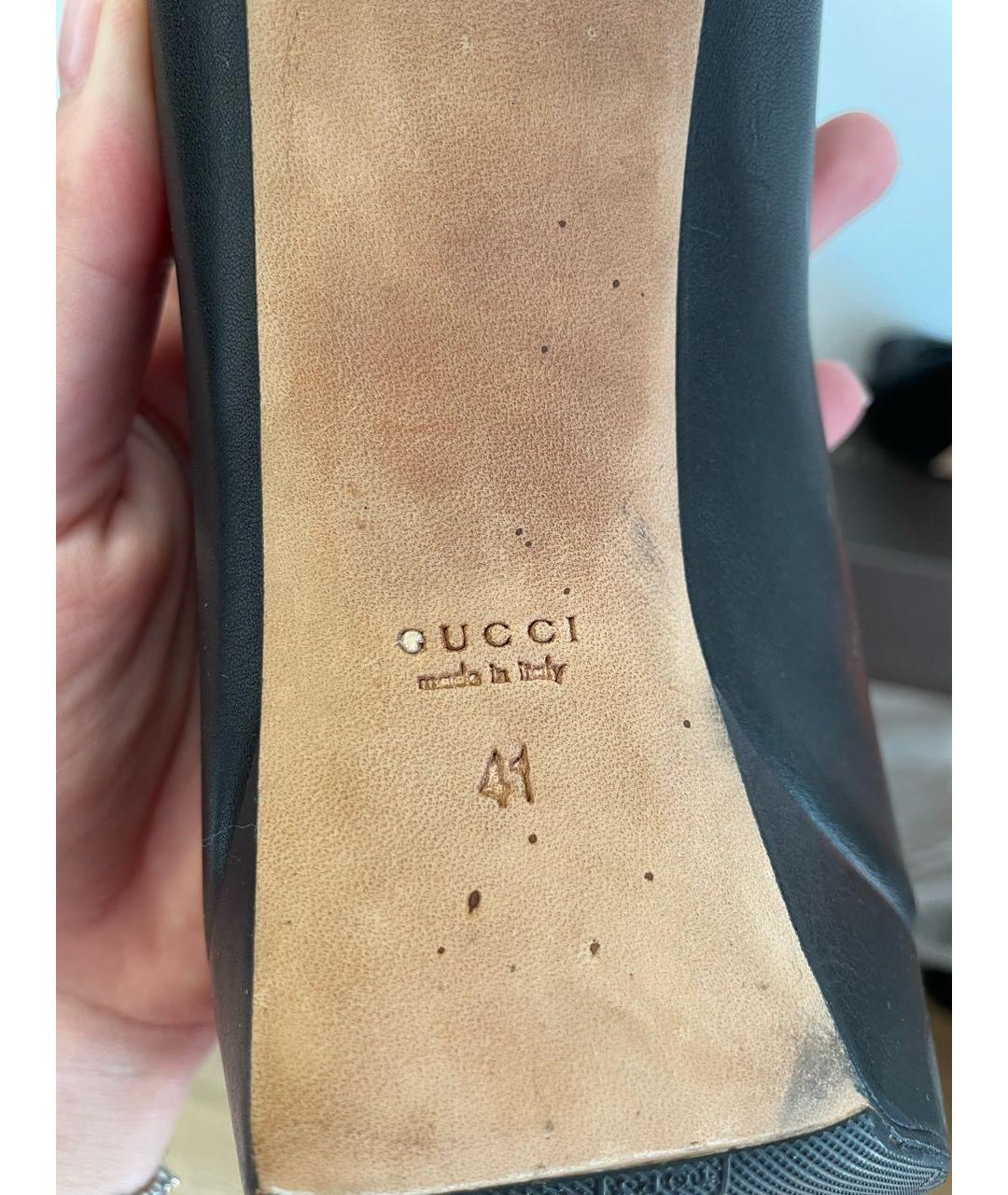 GUCCI Черные кожаные туфли, фото 6