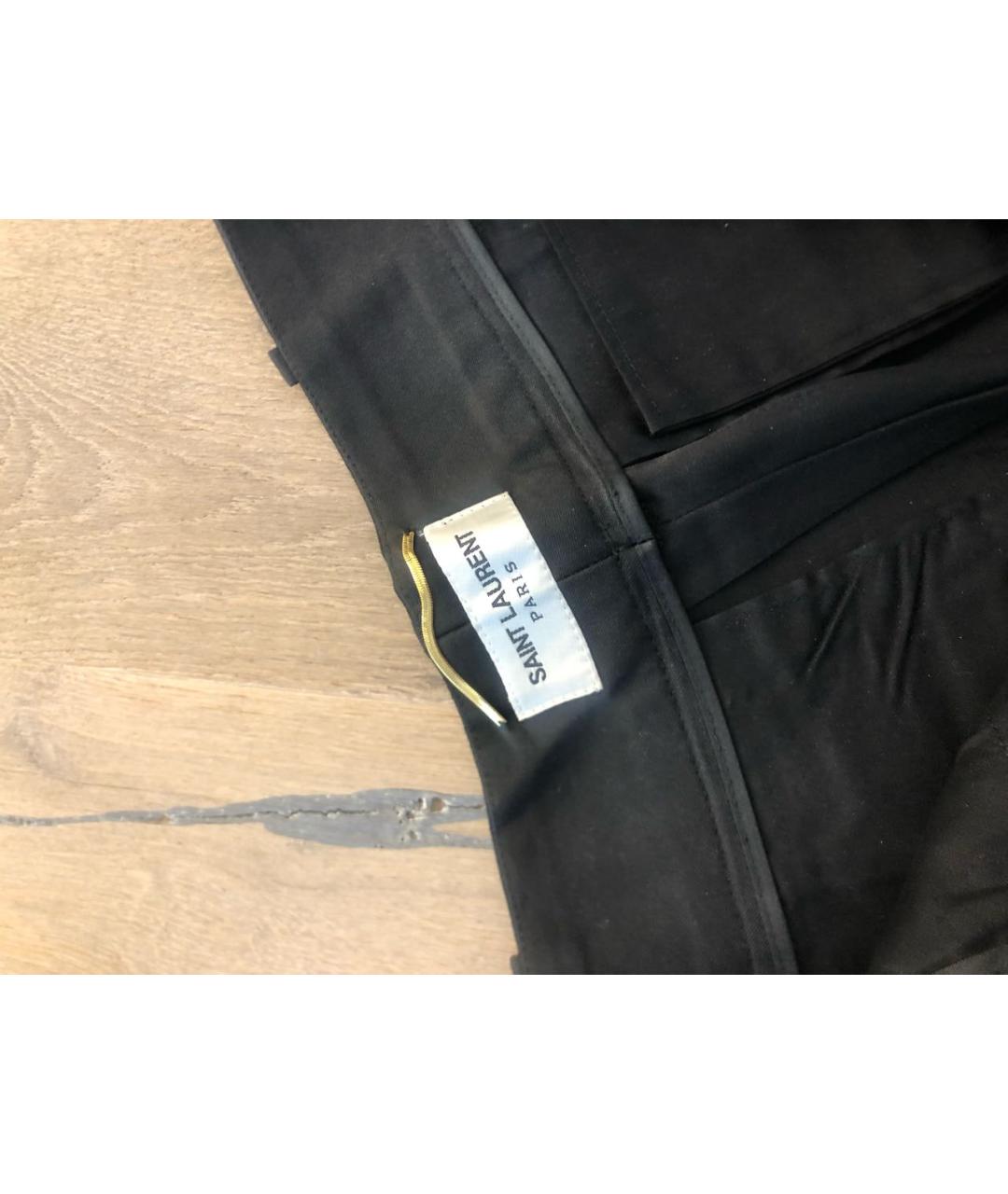 SAINT LAURENT Черные хлопковые брюки узкие, фото 3