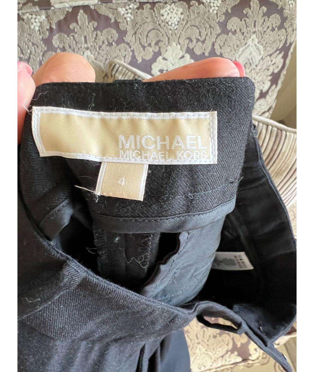 MICHAEL MICHAEL KORS Черные шерстяные прямые брюки, фото 3