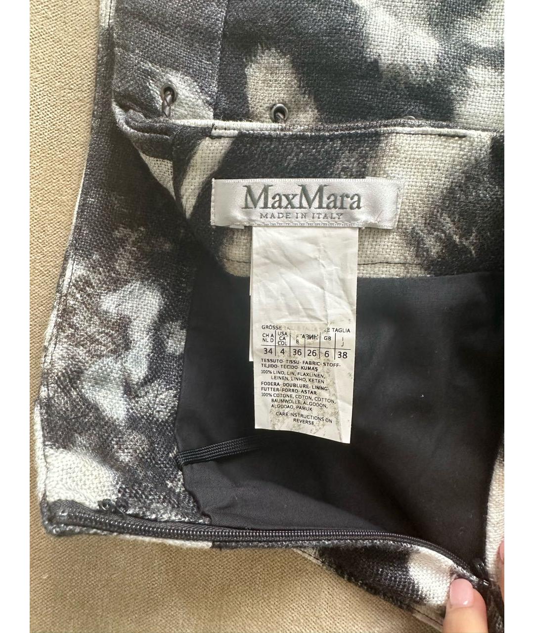MAX MARA Мульти льняная юбка миди, фото 3