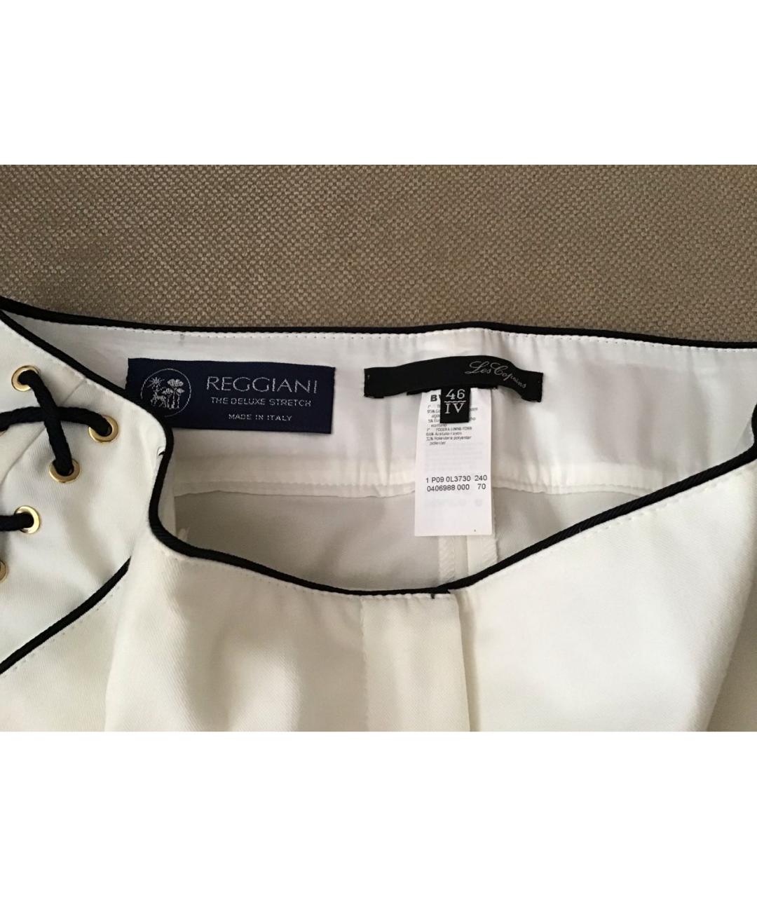 LES COPAINS Белые хлопко-эластановые прямые брюки, фото 3