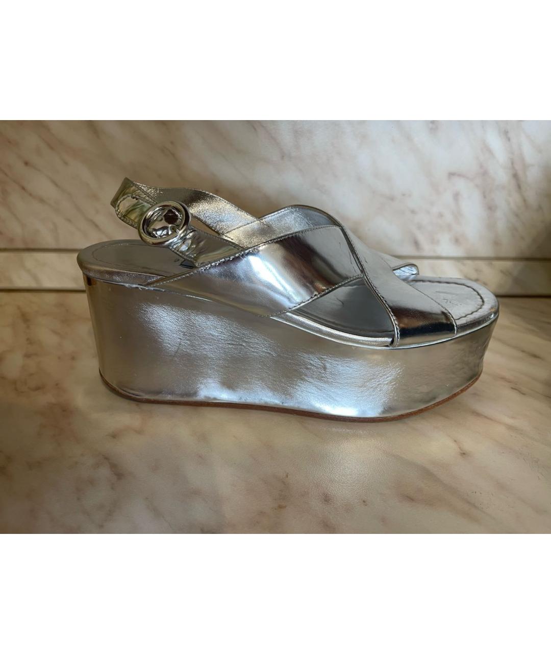 PRADA Серебряные сандалии из лакированной кожи, фото 8