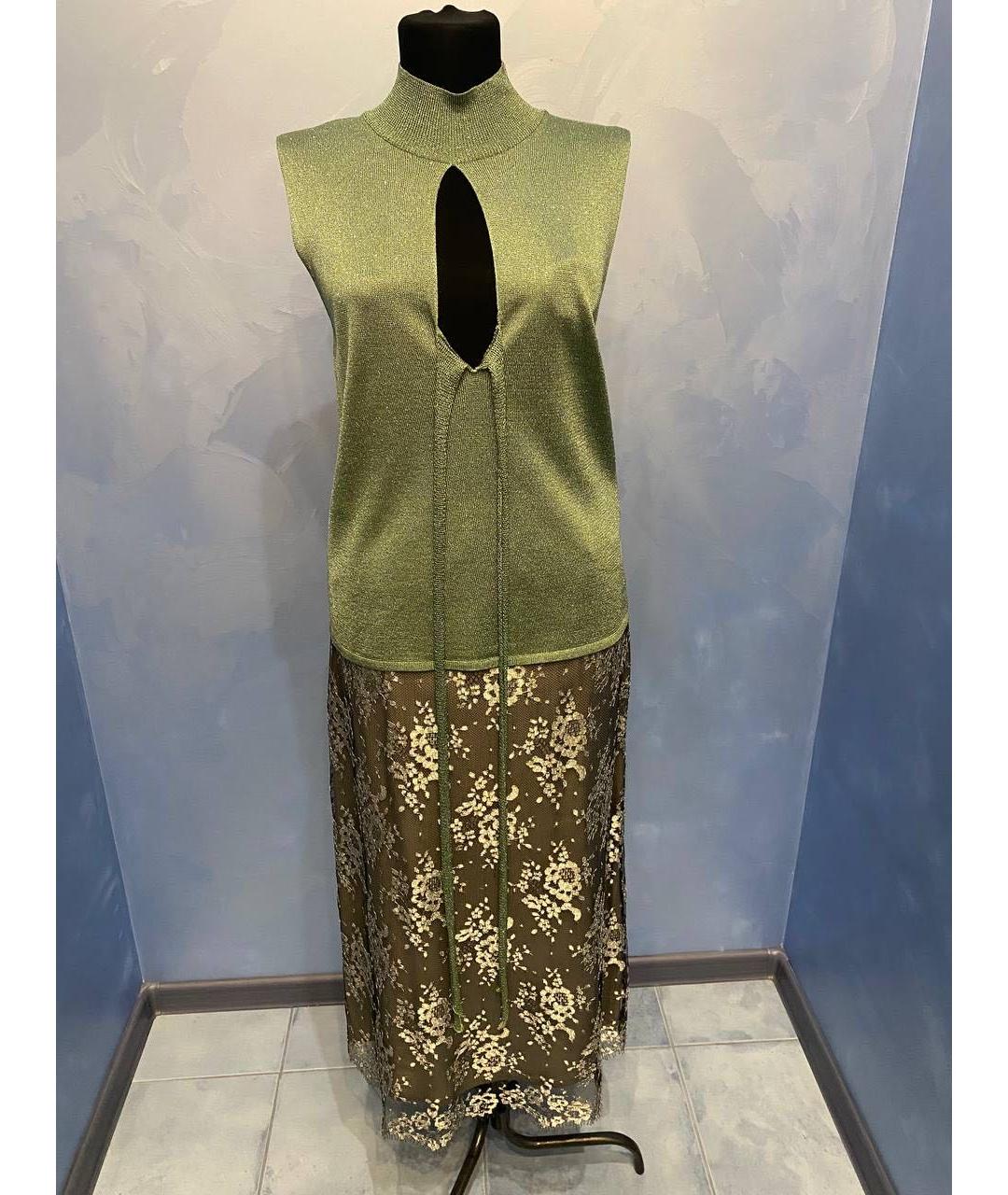 ESCADA Серебряная кружевная юбка макси, фото 8