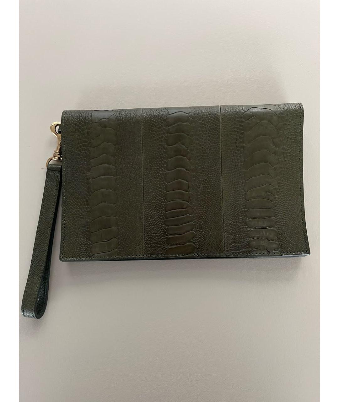 CELINE PRE-OWNED Хаки сумка с короткими ручками из экзотической кожи, фото 5
