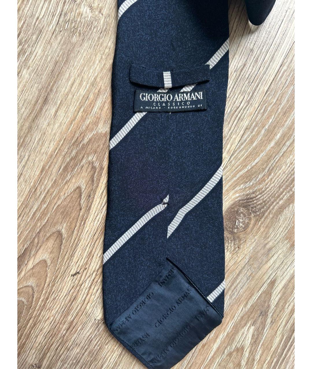 GIORGIO ARMANI Темно-синий шелковый галстук, фото 3