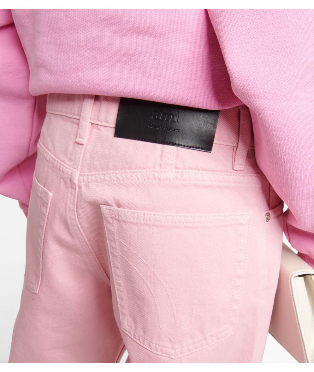 AMI ALEXANDRE MATTIUSSI Розовые хлопковые джинсы клеш, фото 5