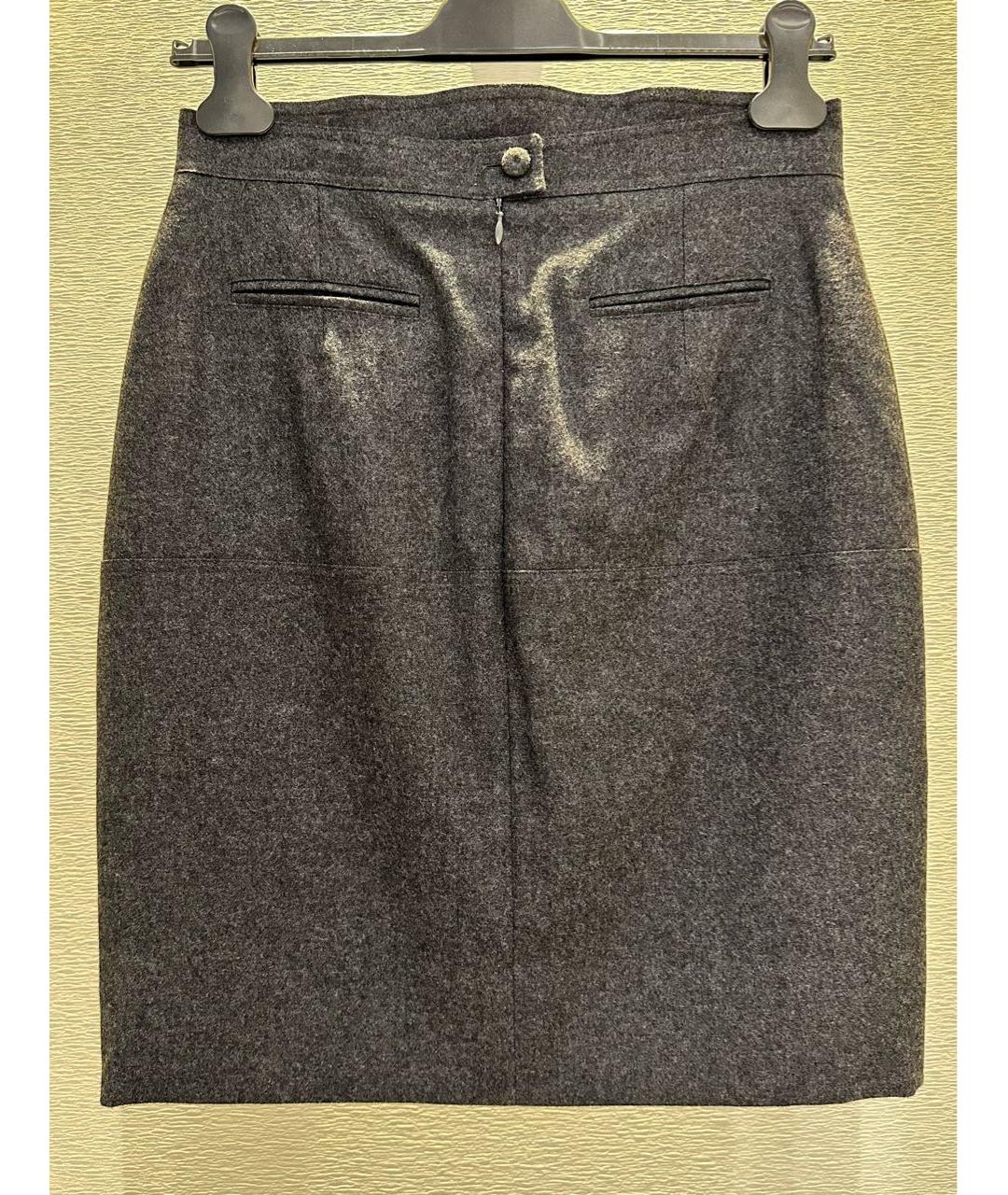 FENDI Серая шерстяная юбка мини, фото 2