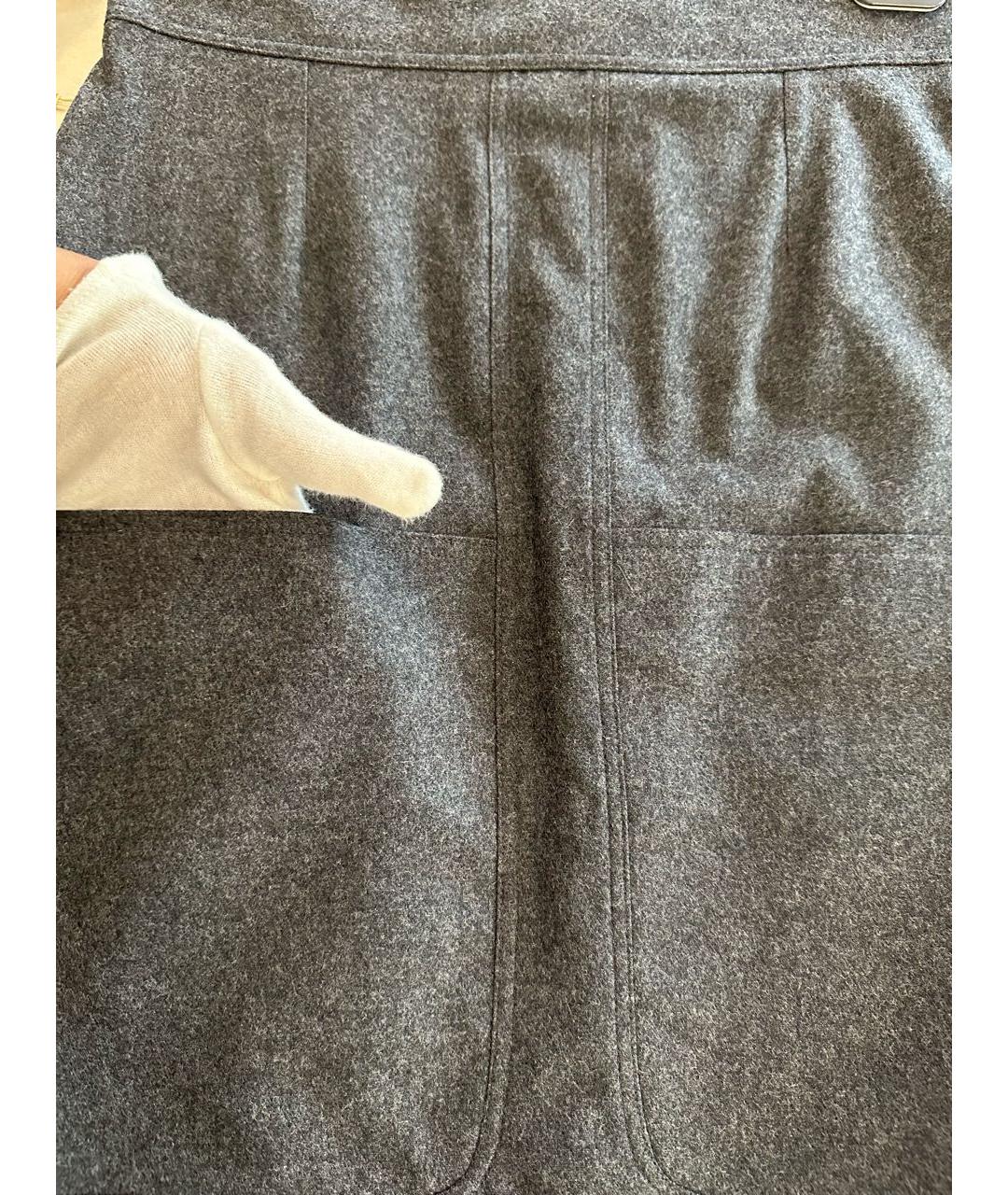FENDI Серая шерстяная юбка мини, фото 6