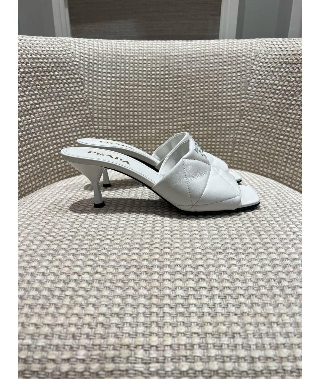 PRADA Белые кожаные босоножки, фото 5