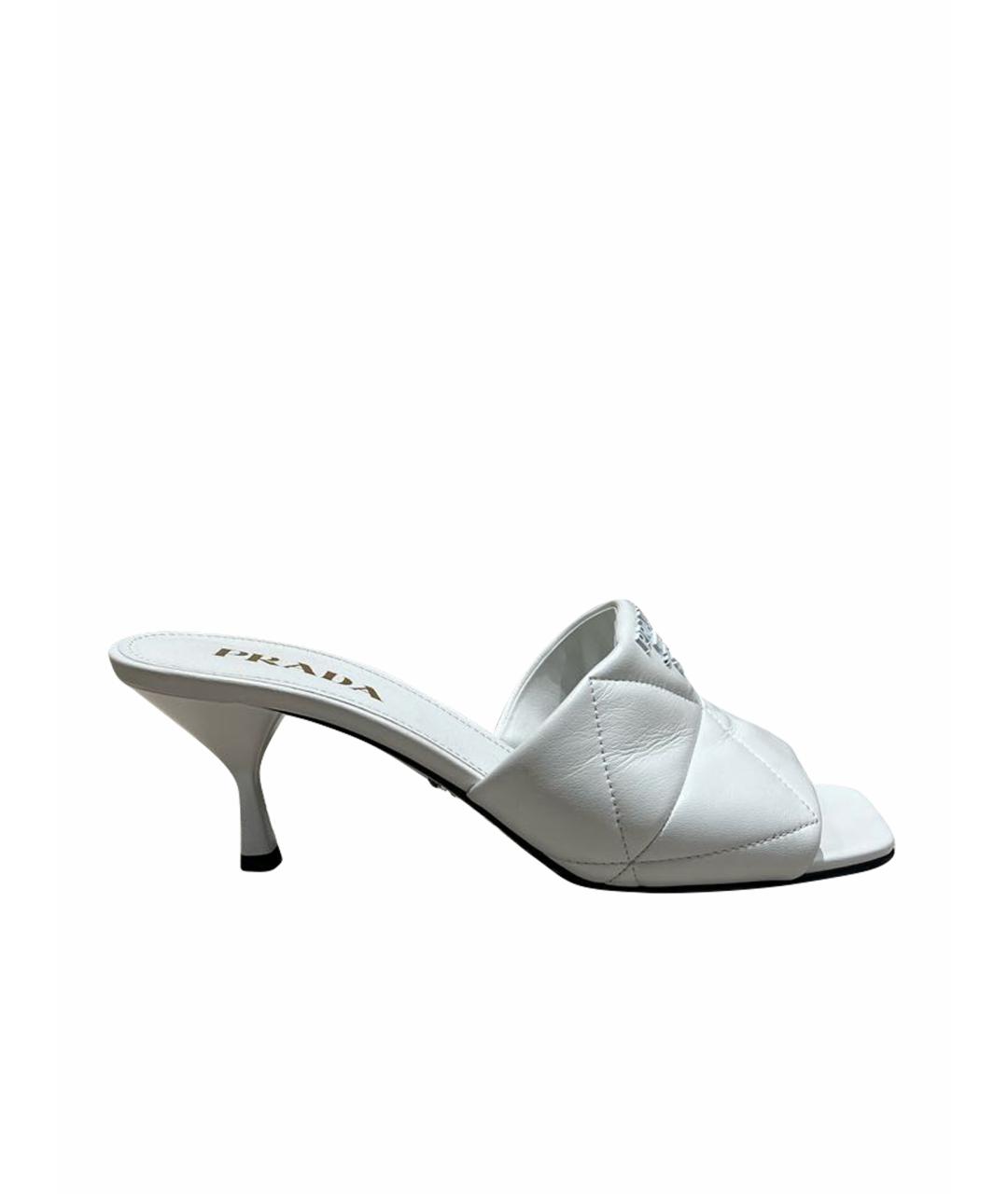 PRADA Белые кожаные босоножки, фото 1