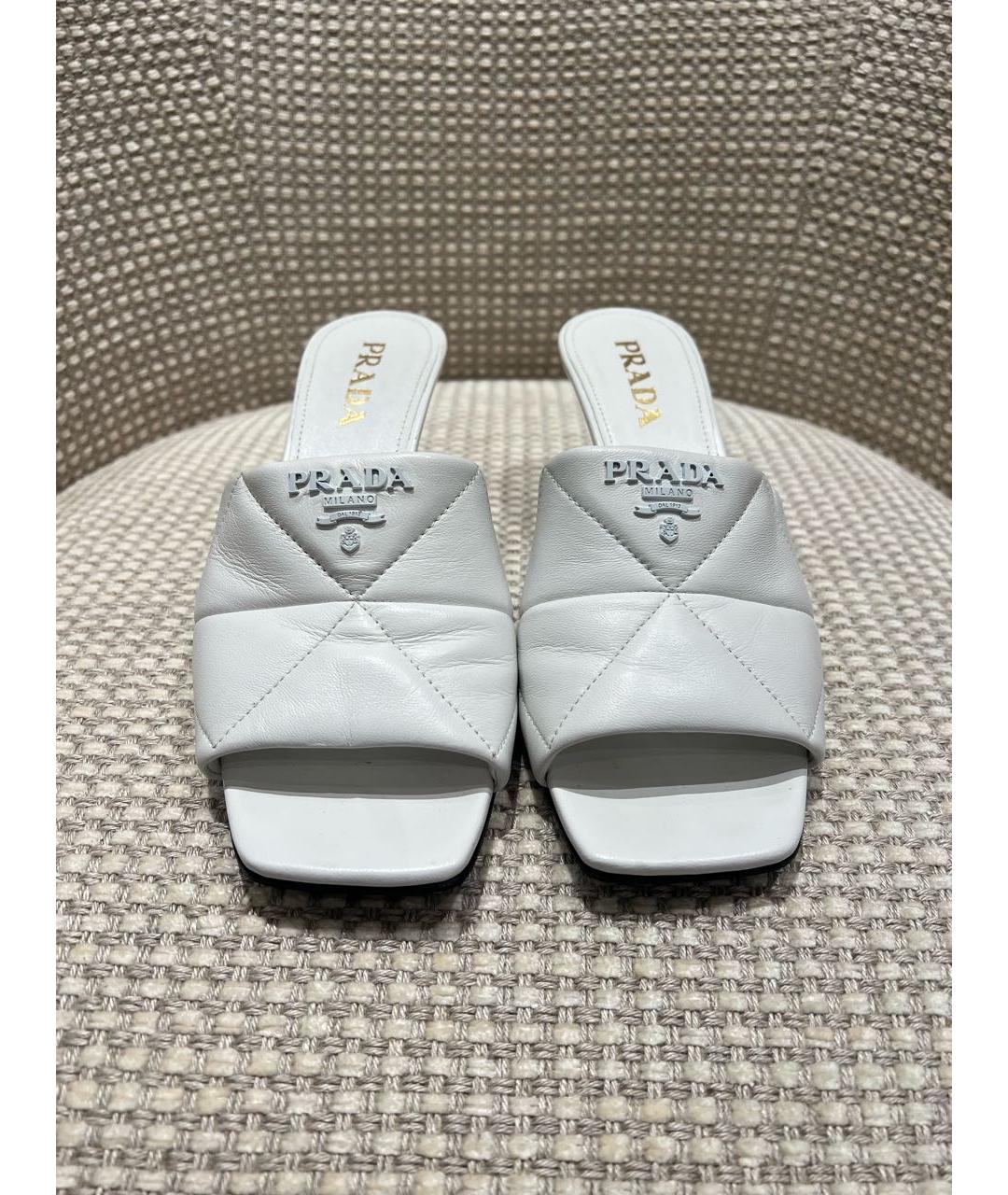 PRADA Белые кожаные босоножки, фото 2