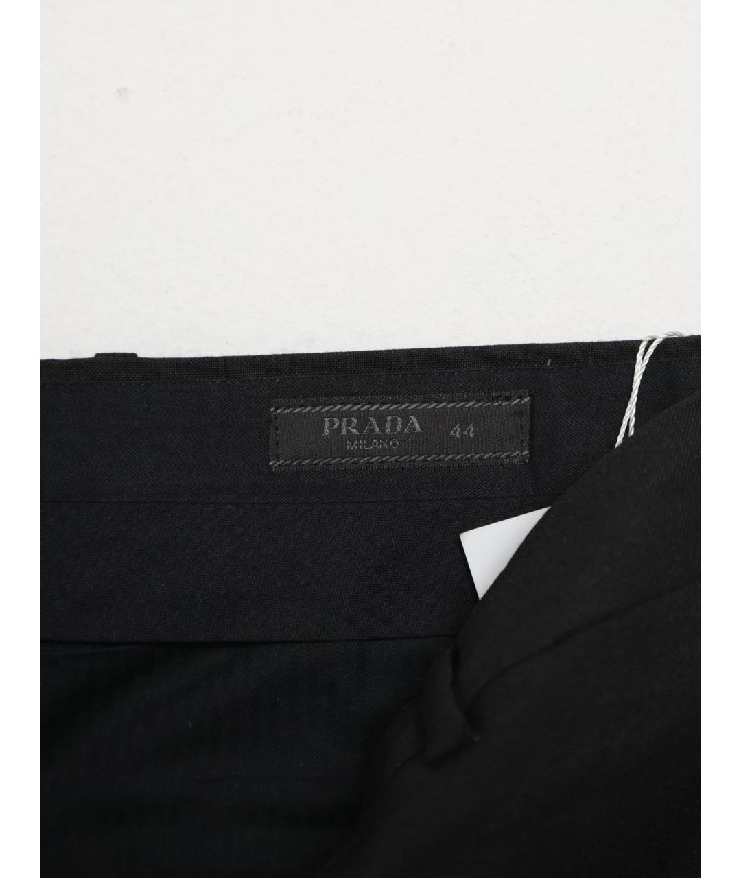 PRADA Черные шерстяные классические брюки, фото 3