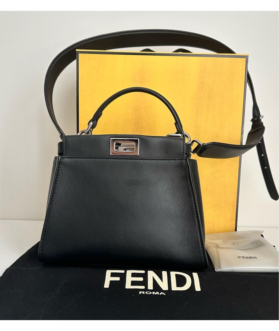 FENDI Черная кожаная сумка через плечо, фото 9