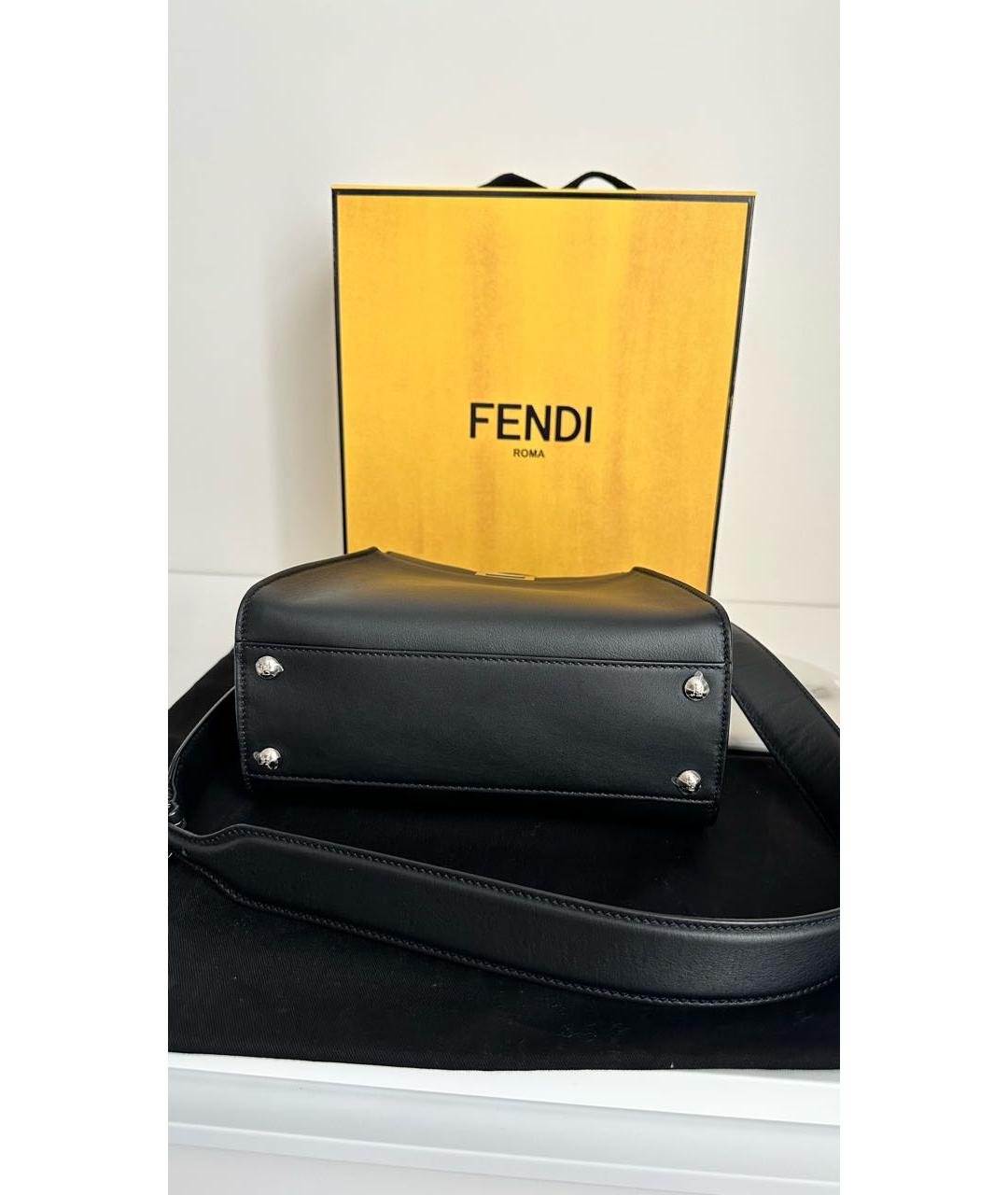 FENDI Черная кожаная сумка через плечо, фото 7