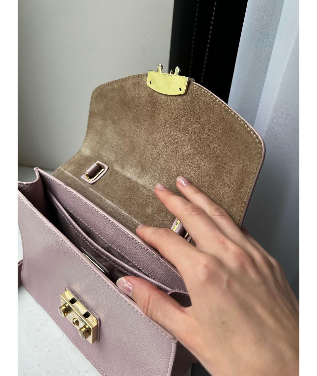 FURLA Розовая кожаная сумка с короткими ручками, фото 4