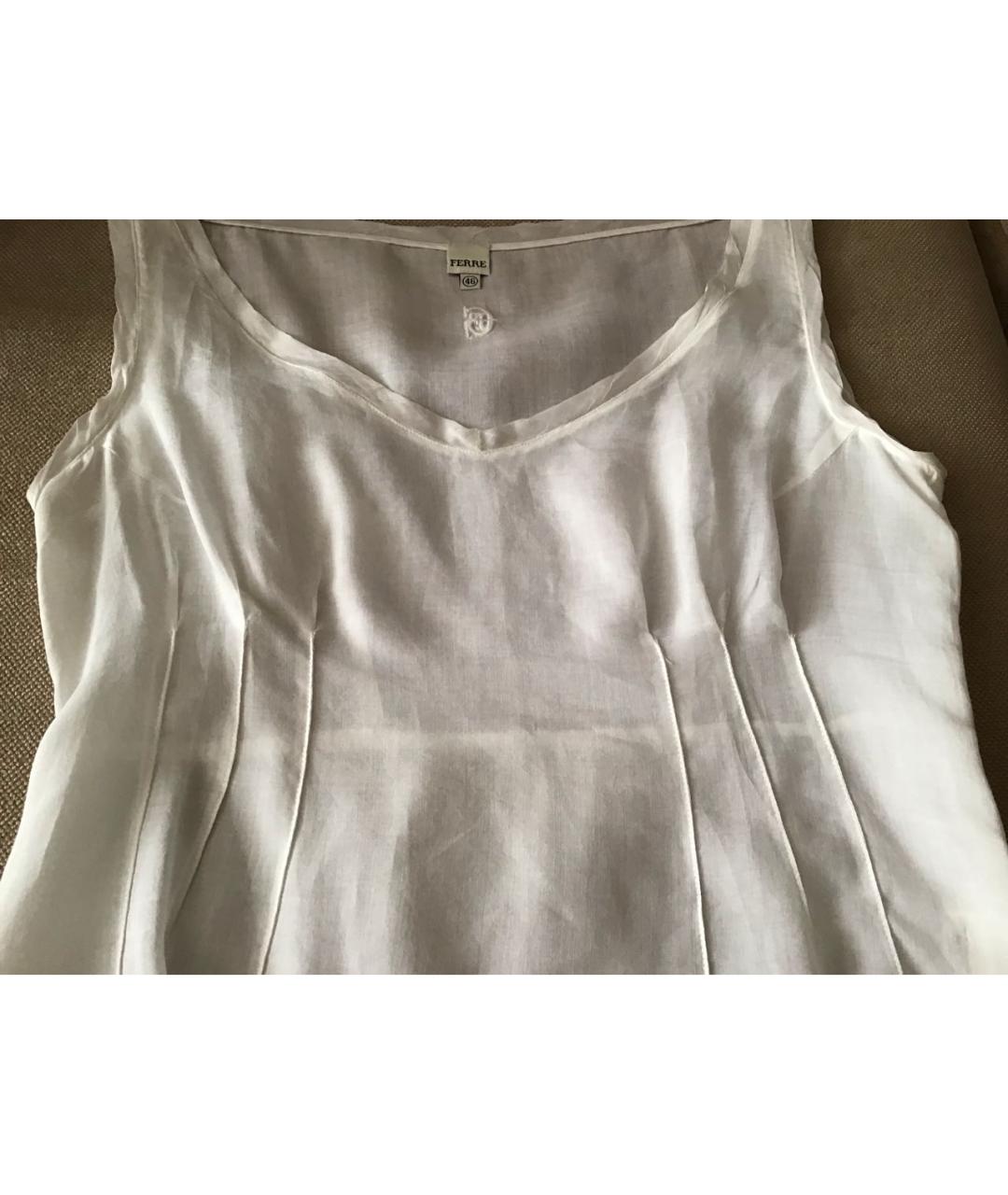 GIANFRANCO FERRE Белая шелковая блузы, фото 4
