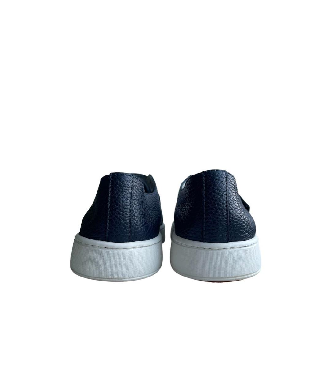 SANTONI Темно-синие кожаные низкие кроссовки / кеды, фото 4