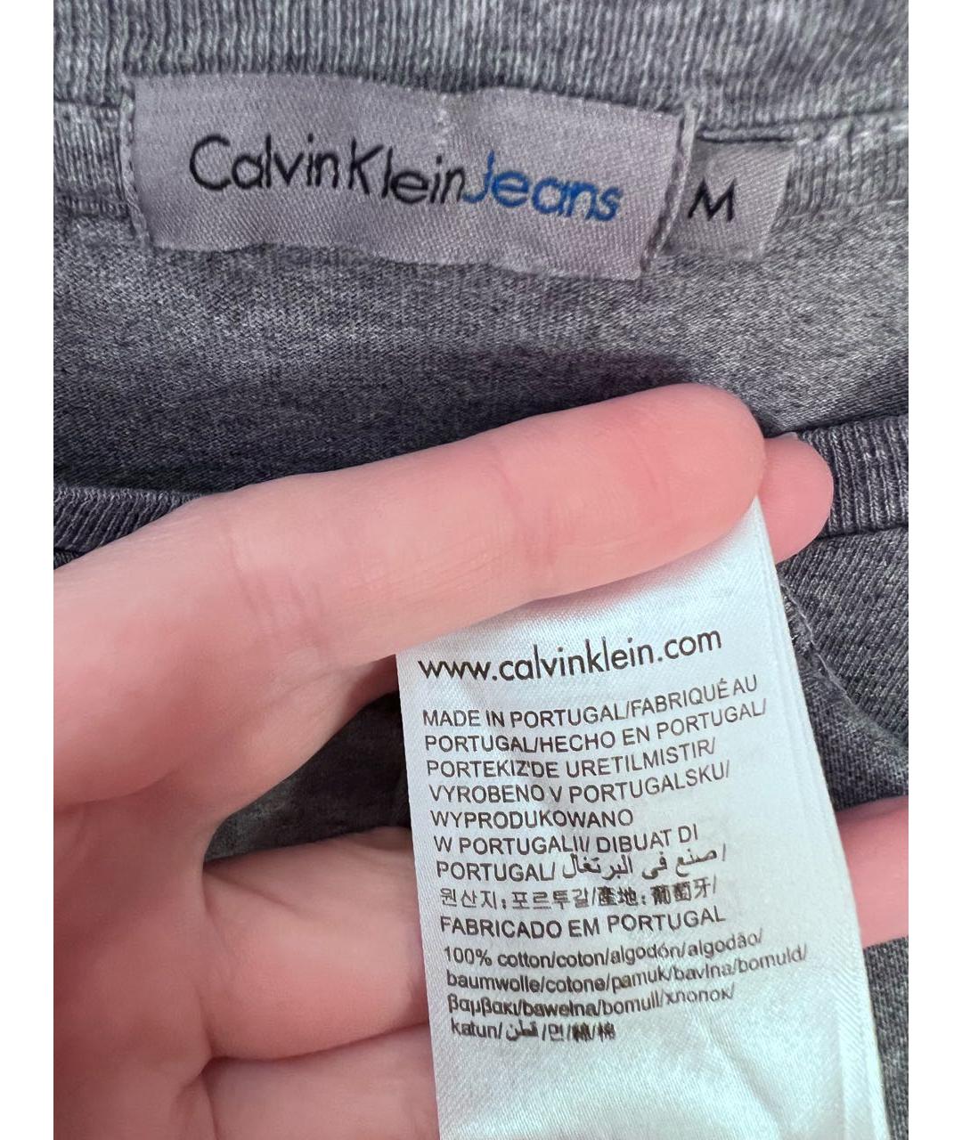 CALVIN KLEIN Серая хлопковая футболка, фото 3