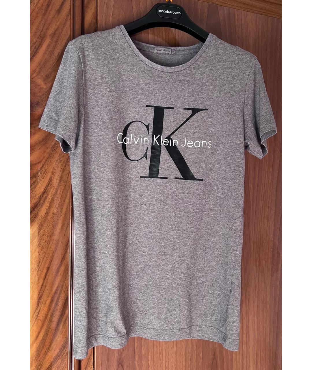 CALVIN KLEIN Серая хлопковая футболка, фото 4
