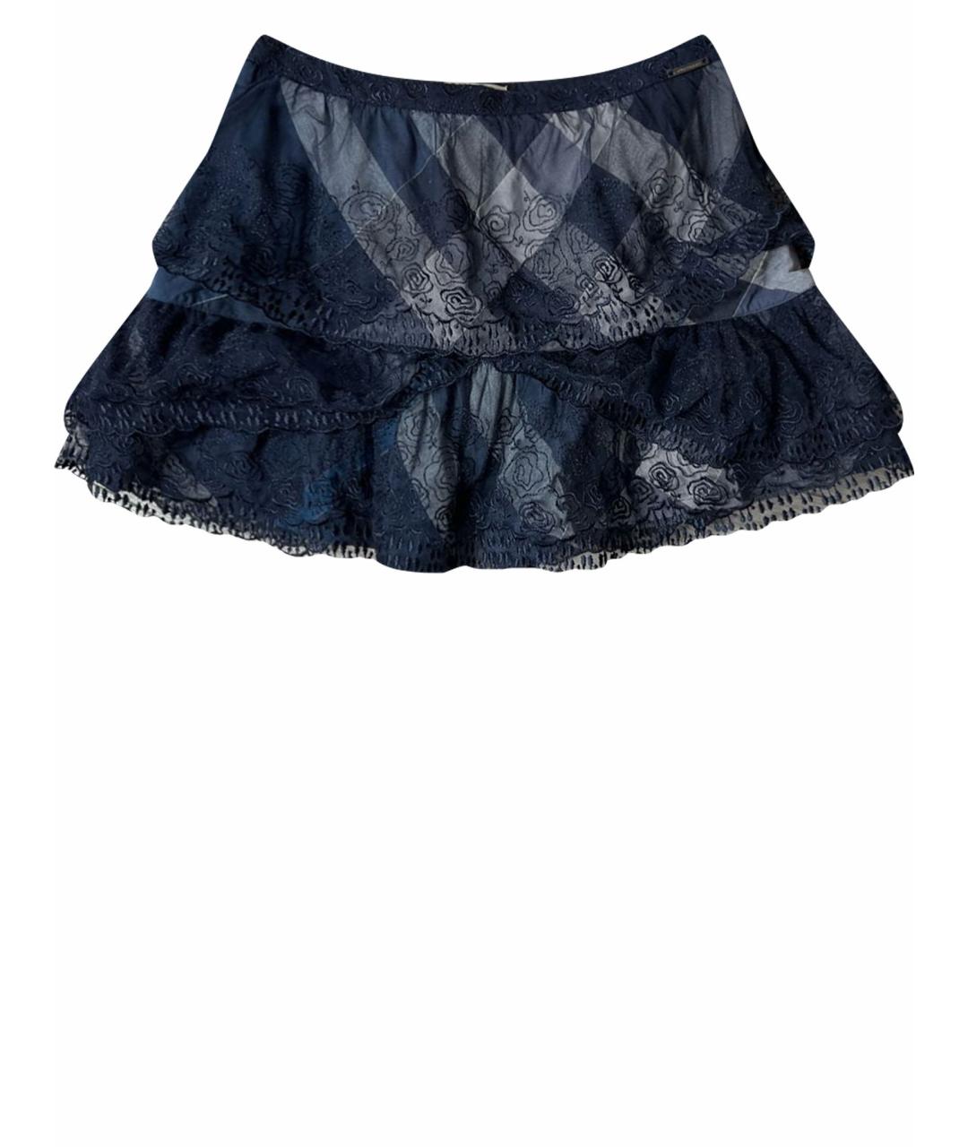 BURBERRY Темно-синяя хлопковая юбка, фото 1