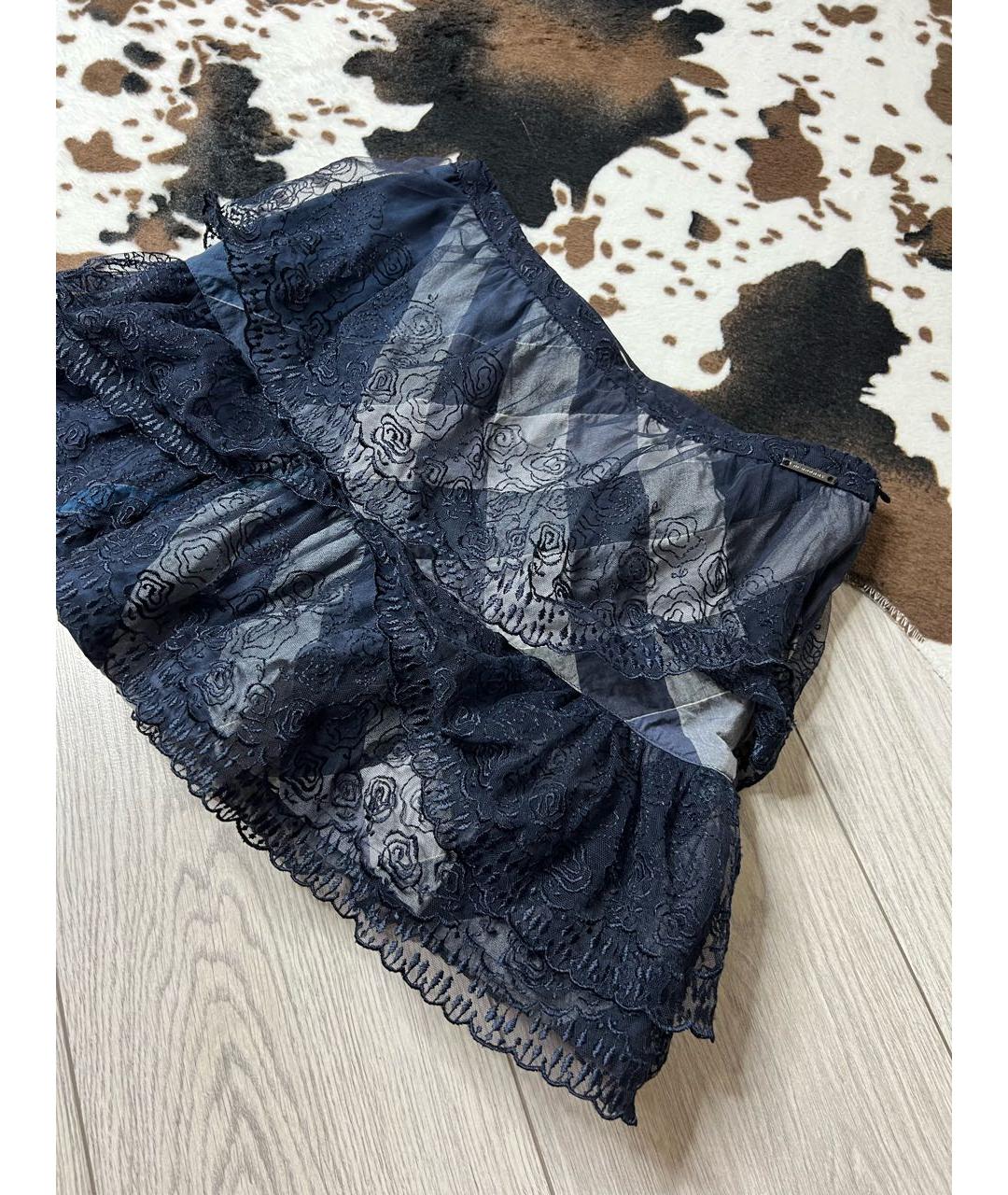 BURBERRY Темно-синяя хлопковая юбка, фото 2