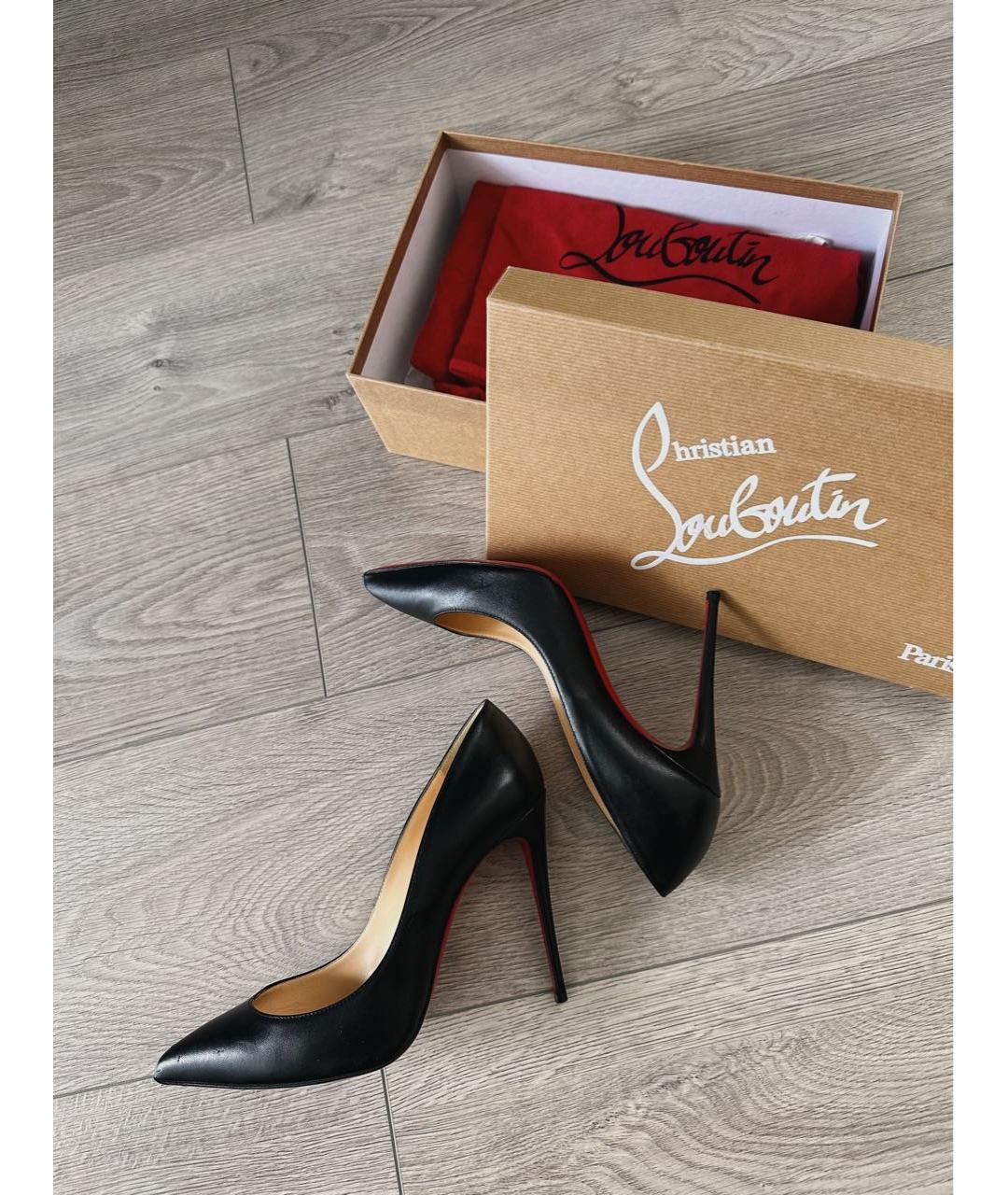 CHRISTIAN LOUBOUTIN Черные кожаные туфли, фото 5