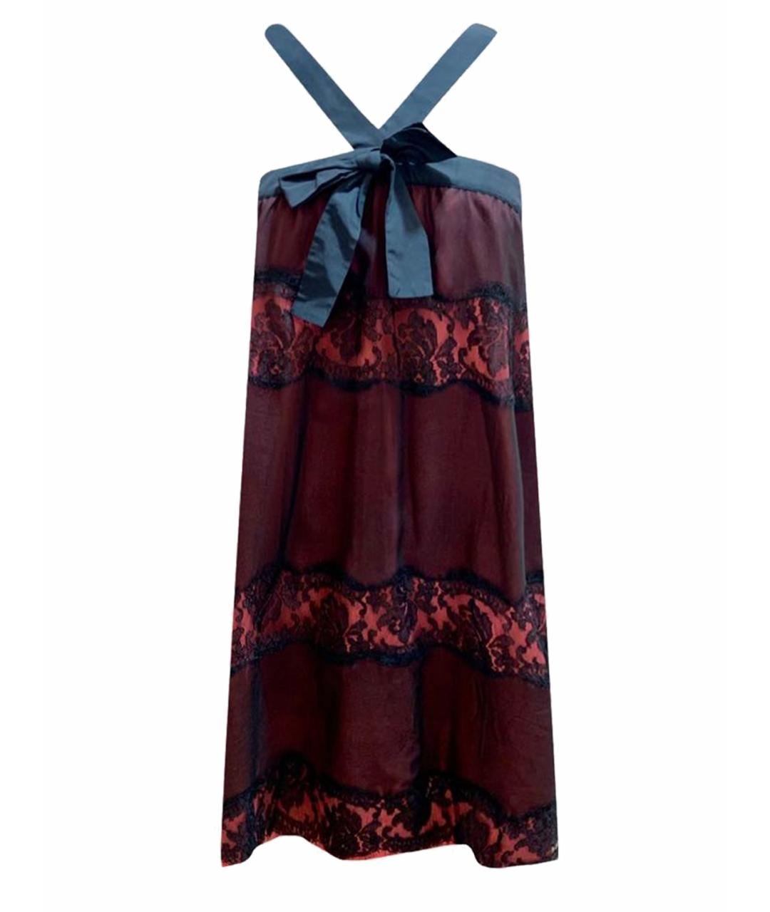 JOHN GALLIANO Бордовое шелковое платье, фото 1